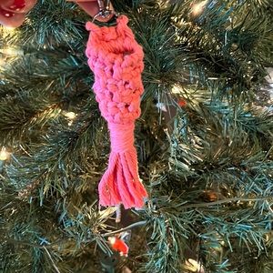 Macrame Chapstick Holder Keychain in Pink